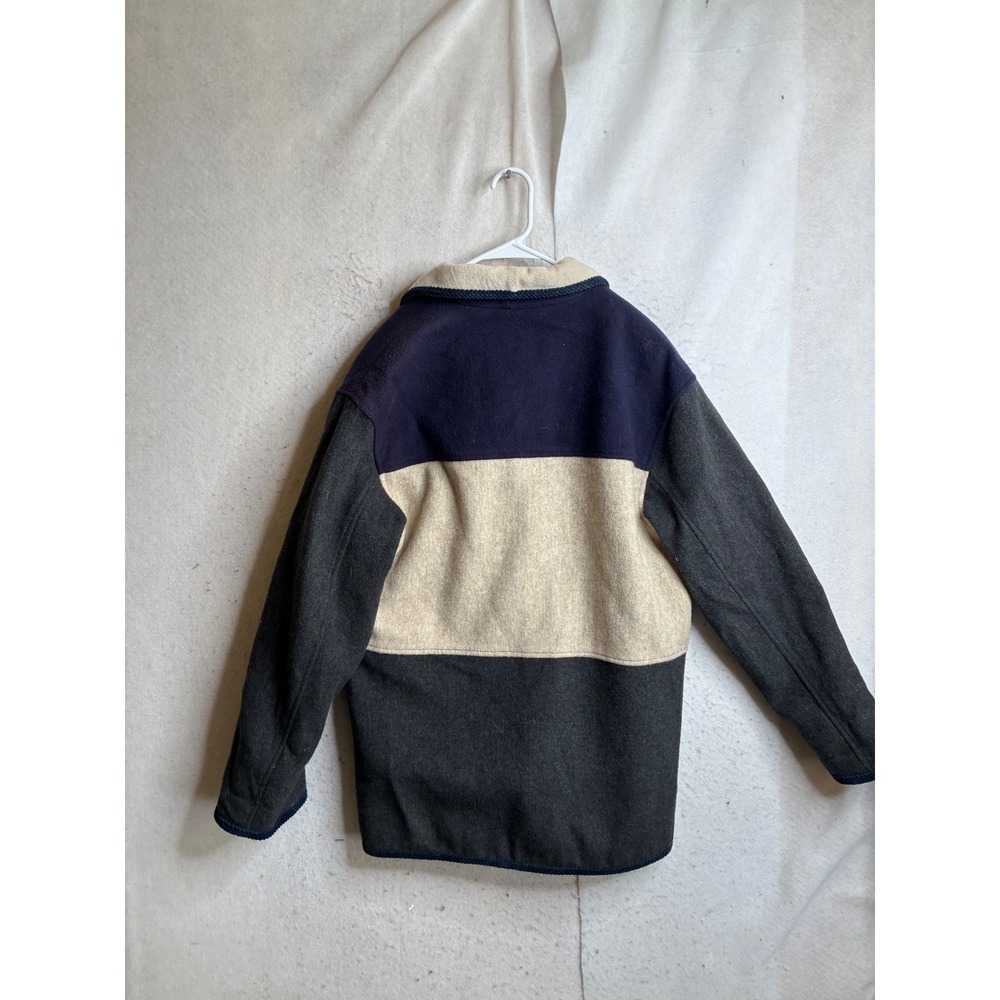 Herman Kay Wool Blend Colorblock Jacket Navy Cream Grey Vintage Size 6 - Picture 7 of 10